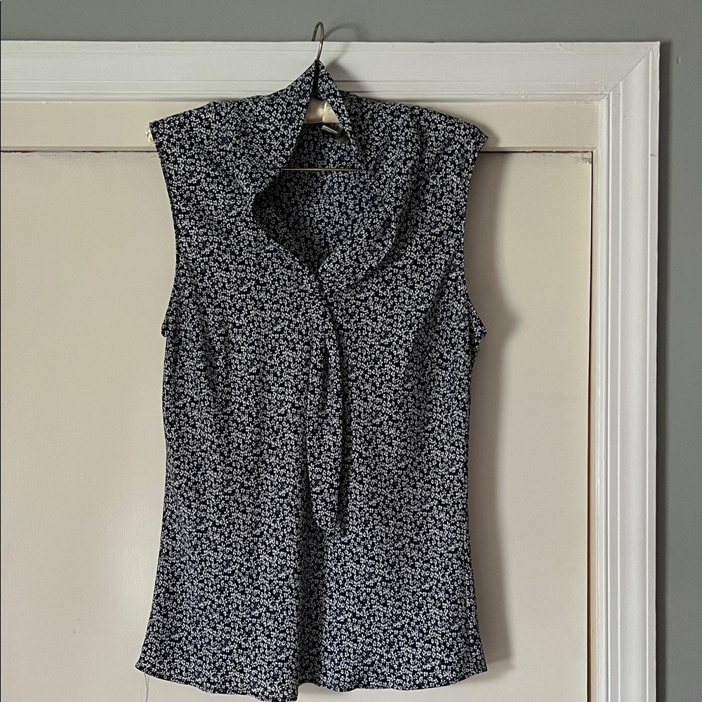 Elegant Blue and White Floral Blouse